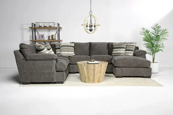 Bermuda Tux Loveseat Chaise Sectional, Right Facing, Down - Custom Order