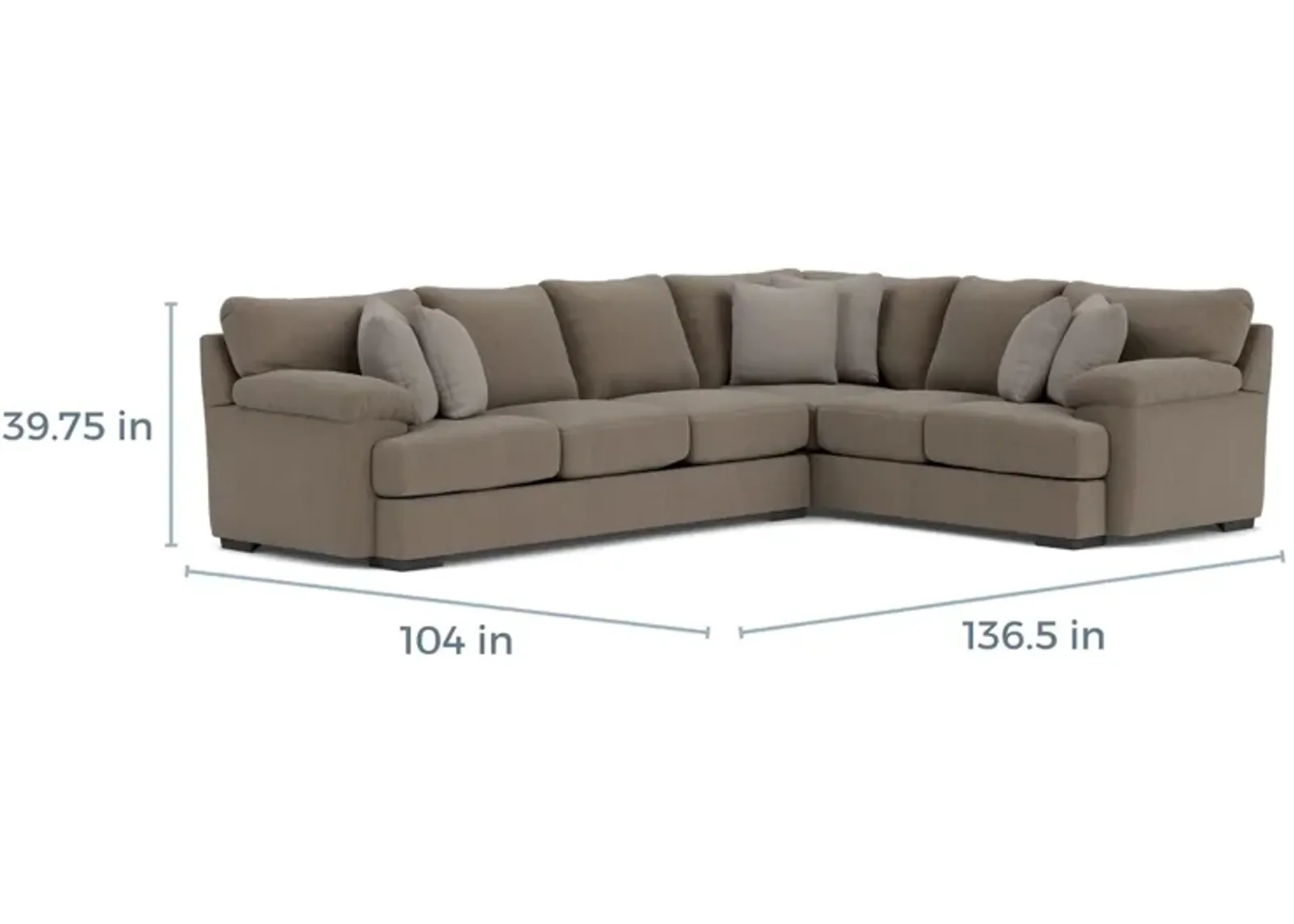 Bermuda Tux Sofa Sectional, Left Facing - Custom Order