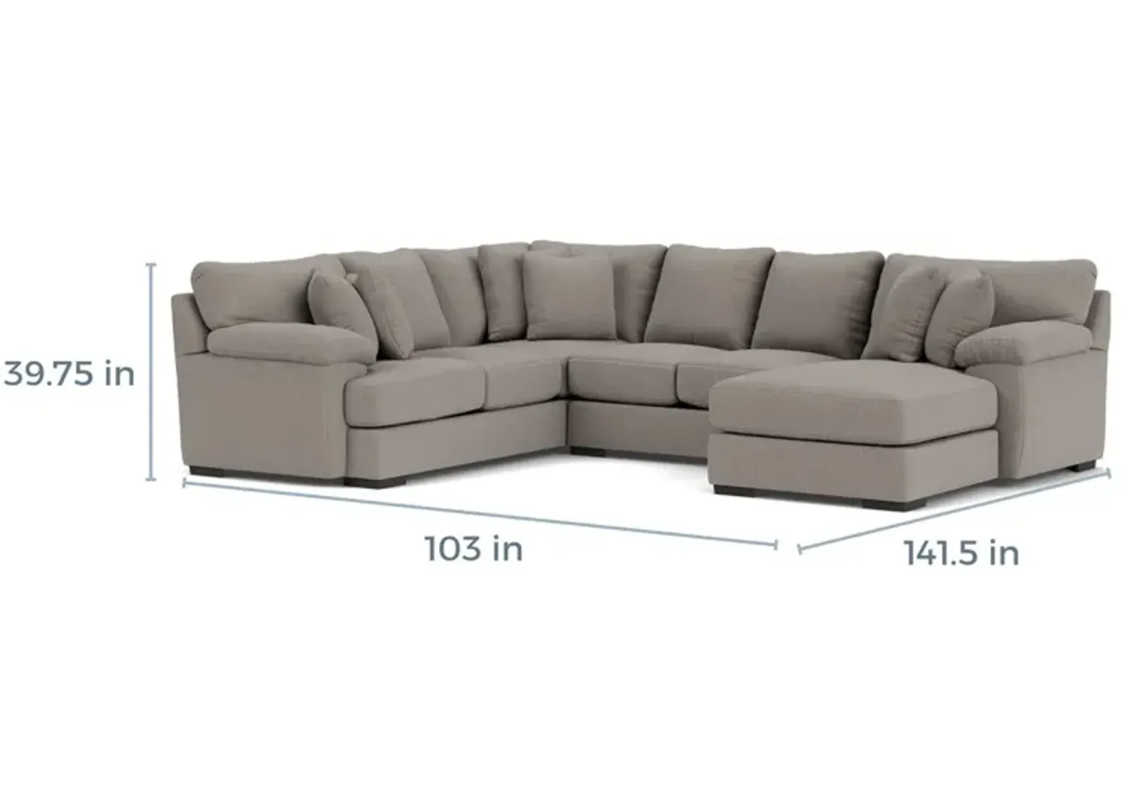 Bermuda Tux Loveseat Chaise Sectional, Right Facing - Custom Order