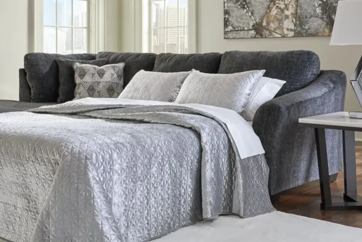 Biddeford Full Pullout Sofa Chaise in Shadow, Left Facing