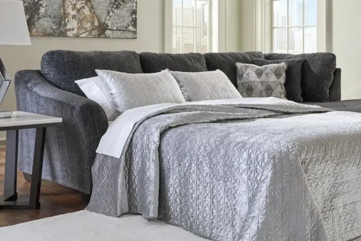 Biddeford Full Pullout Sofa Chaise in Shadow, Right Facing