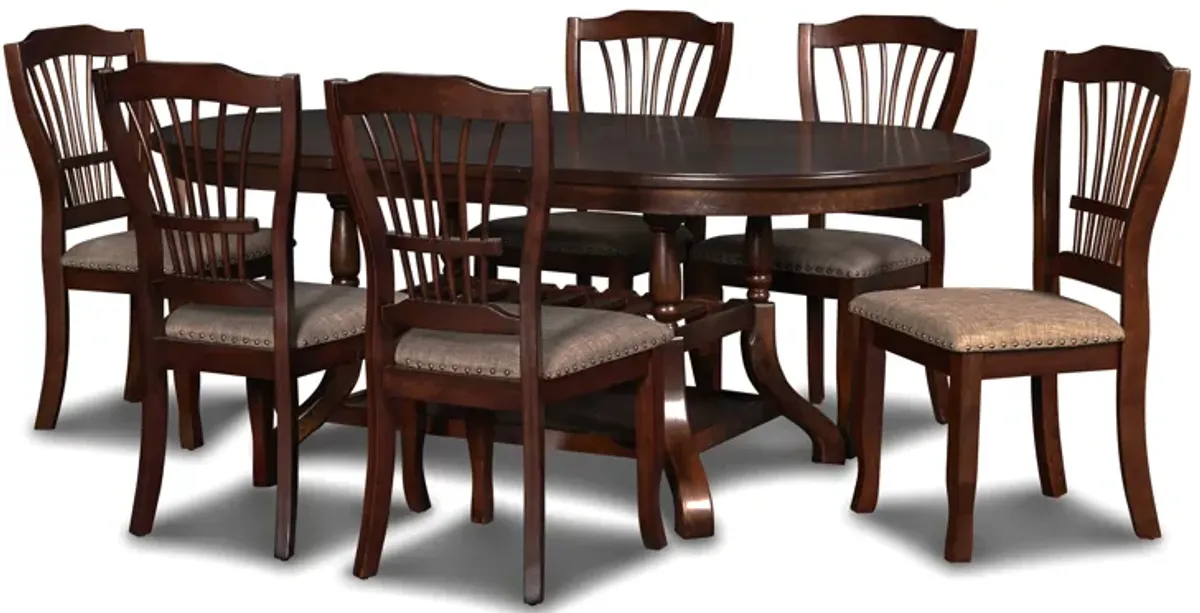 Bixby Oval Dining Table & 6 Chairs in Espresso