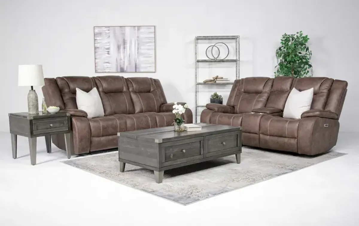 Blake 2 Power Sofa & Gliding Console Loveseat in Reina Bark