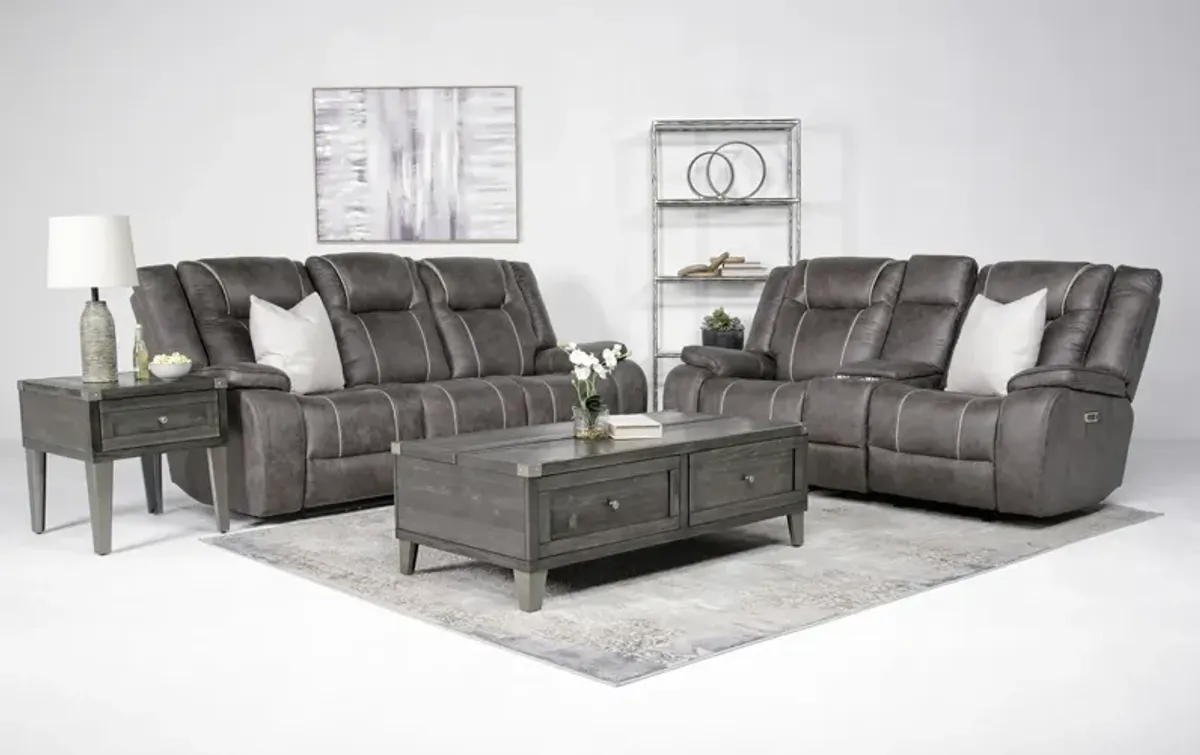 Blake 2 Power Sofa & Gliding Console Loveseat in Reina Mink