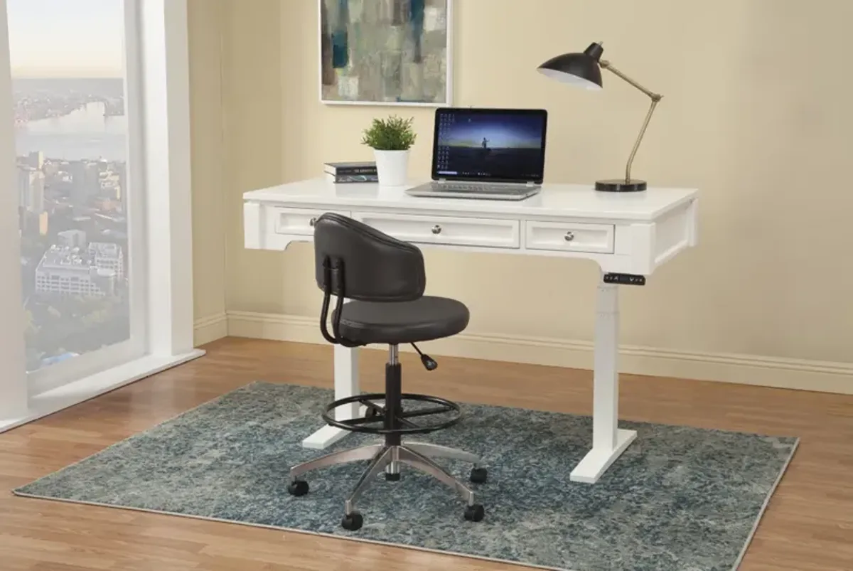 Boca Power Lift Office Desk in White, 57 Inch