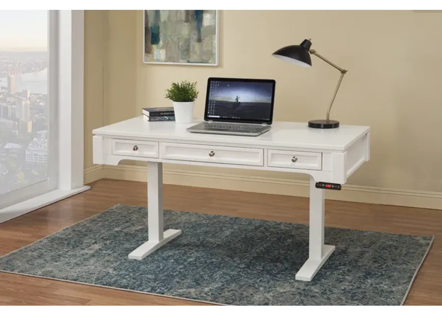 Boca Power Lift Office Desk in White, 57 Inch