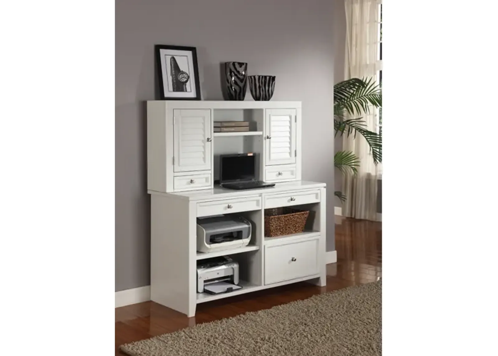 Boca Credenza & Hutch in White