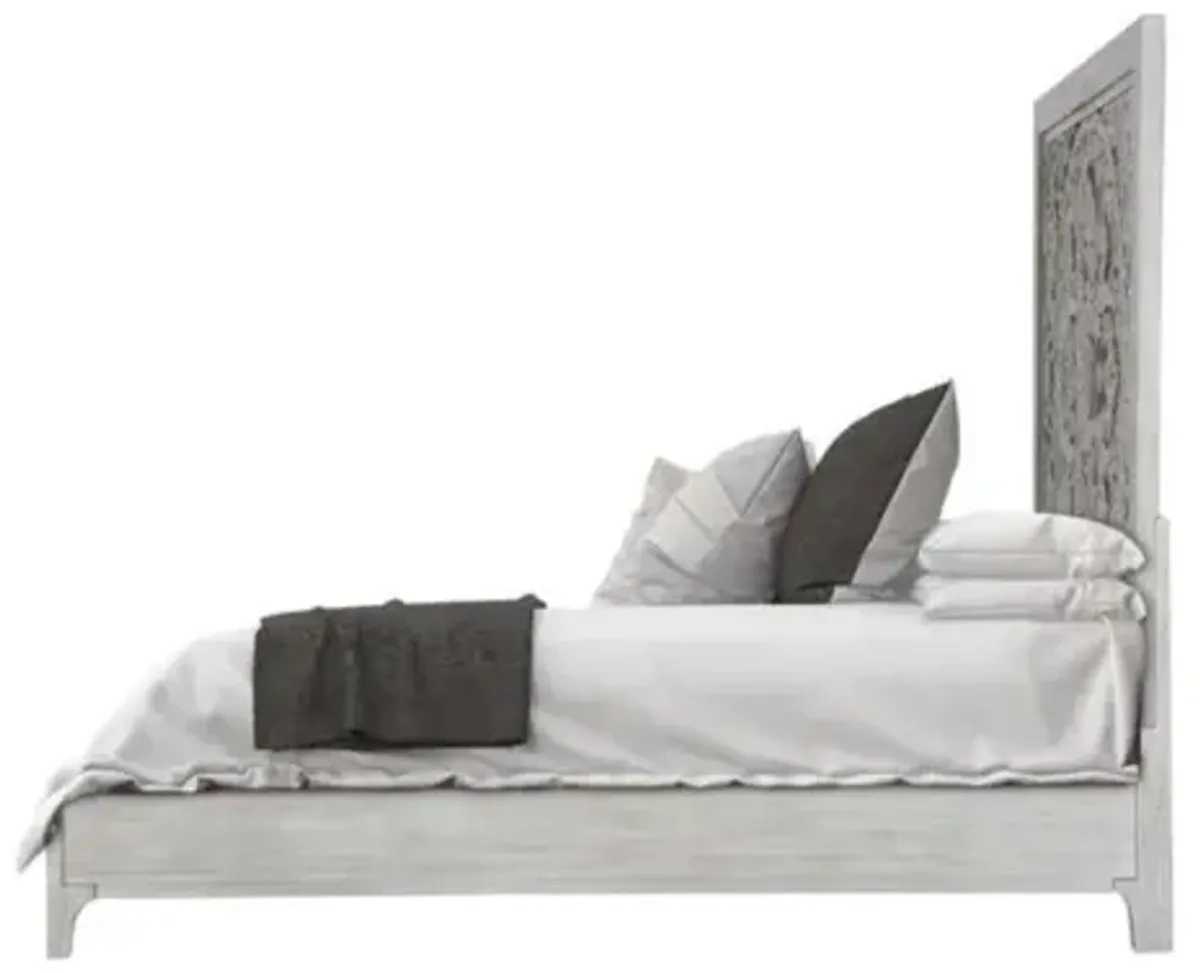 Boho Chic Platform Bed in Washed White, CA King