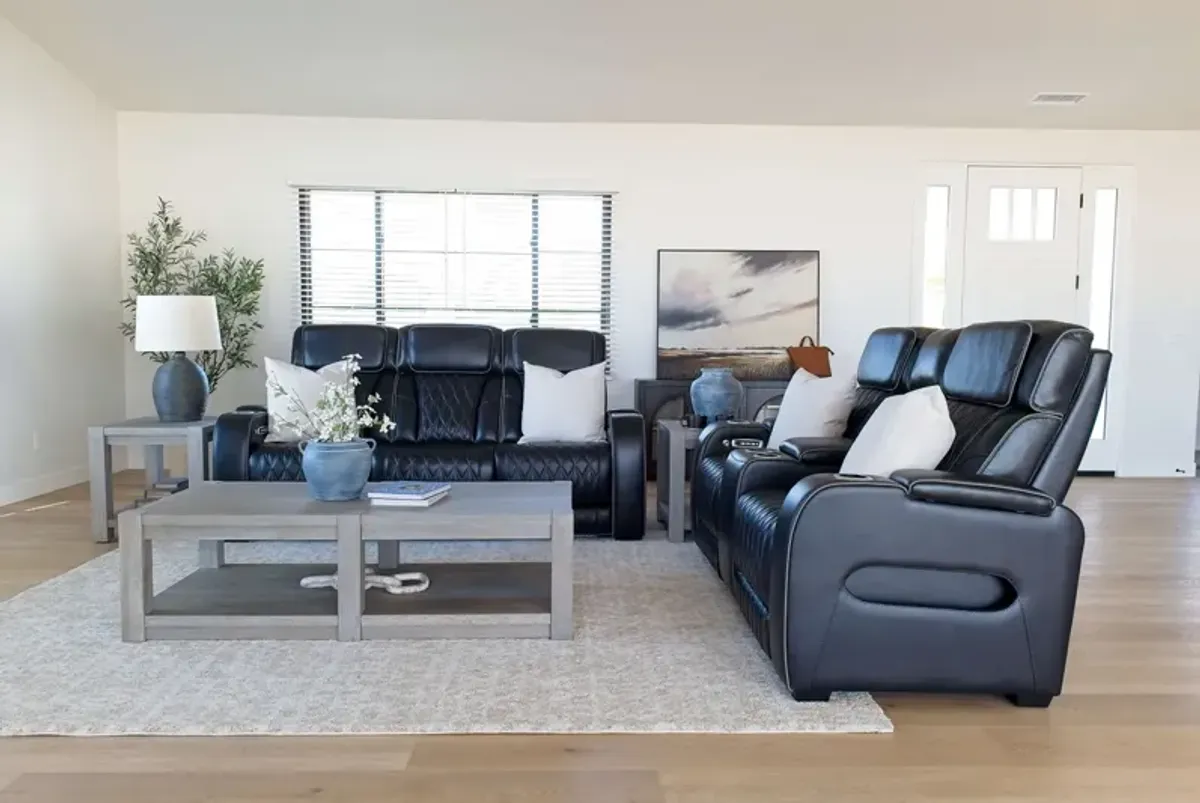 Boyington 2 Power Sofa & 2 Power Console Loveseat in Black Leather