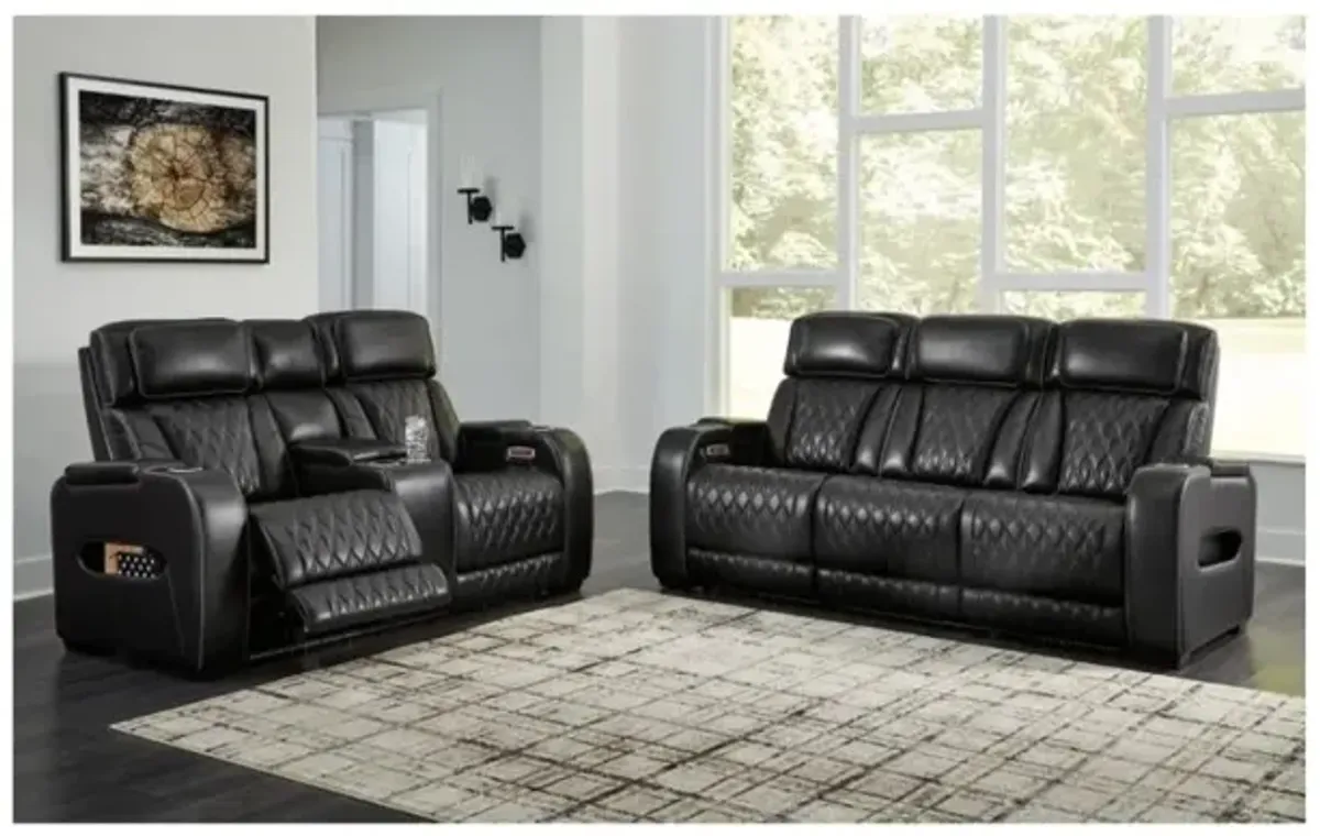 Boyington 2 Power Sofa & 2 Power Console Loveseat in Black