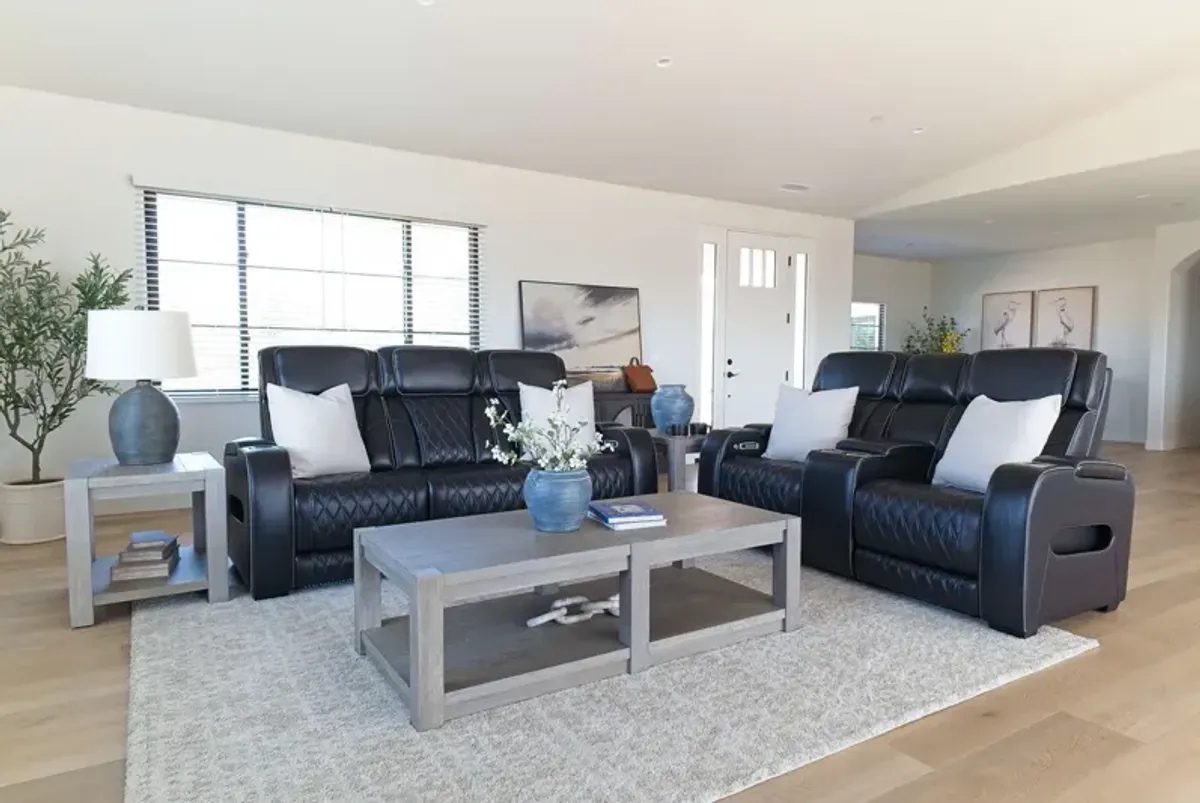 Boyington 2 Power Sofa & 2 Power Console Loveseat in Black Leather