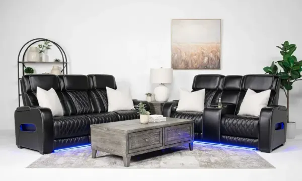 Boyington 2 Power Sofa & 2 Power Console Loveseat in Black
