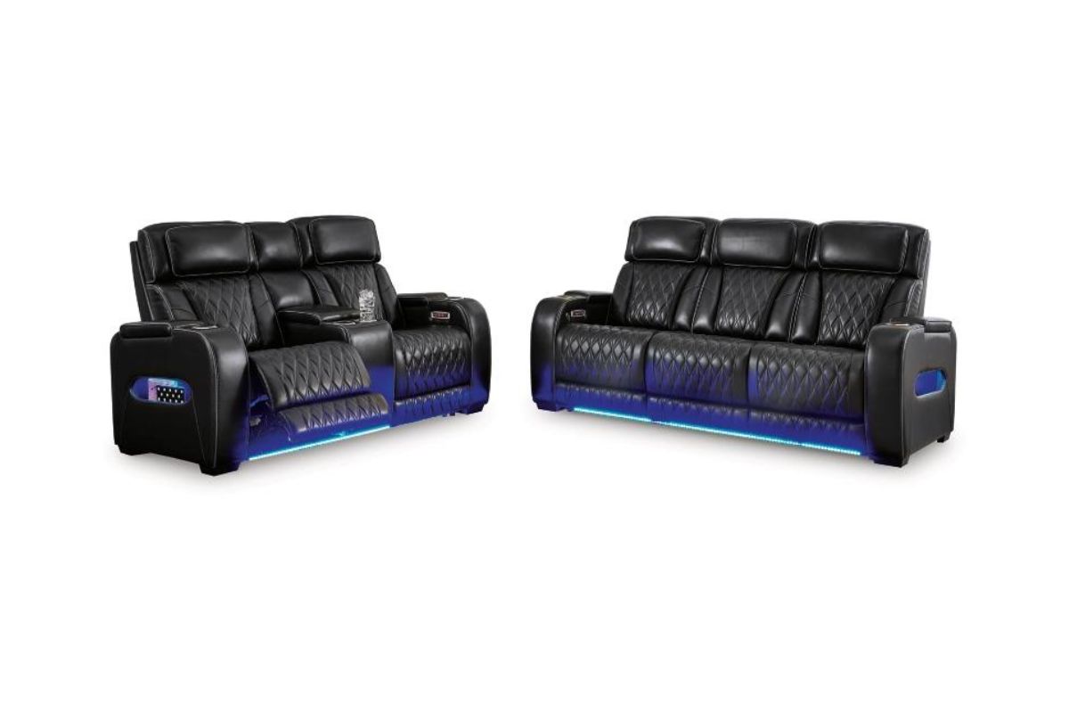 Boyington 2 Power Sofa & 2 Power Console Loveseat in Black