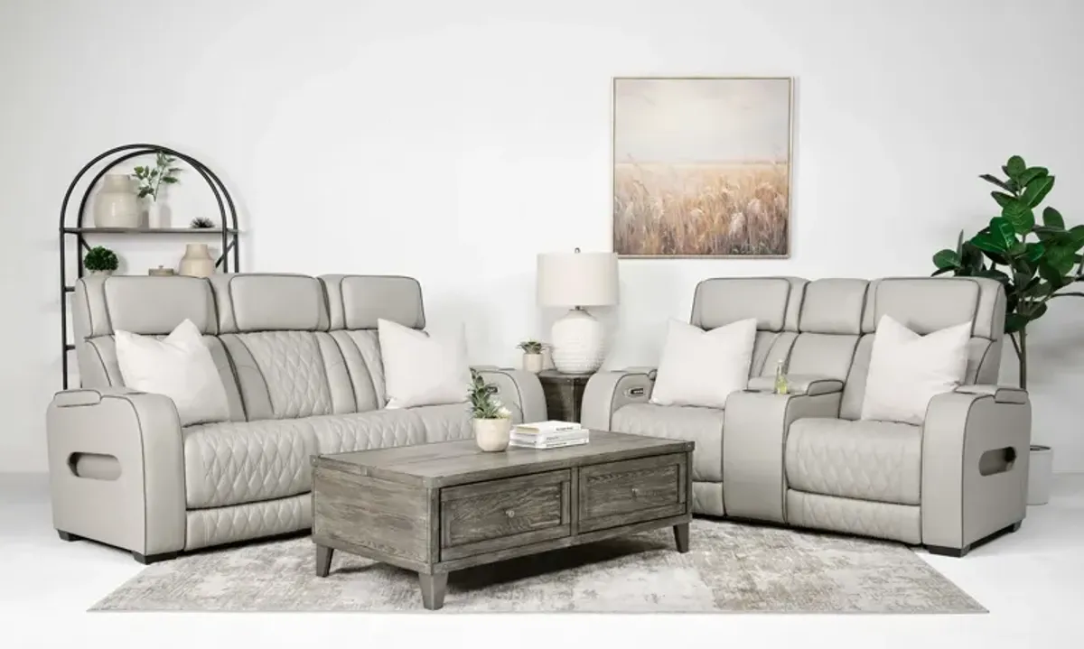 Boyington 2 Power Sofa & 2 Power Console Loveseat in Gray Leather