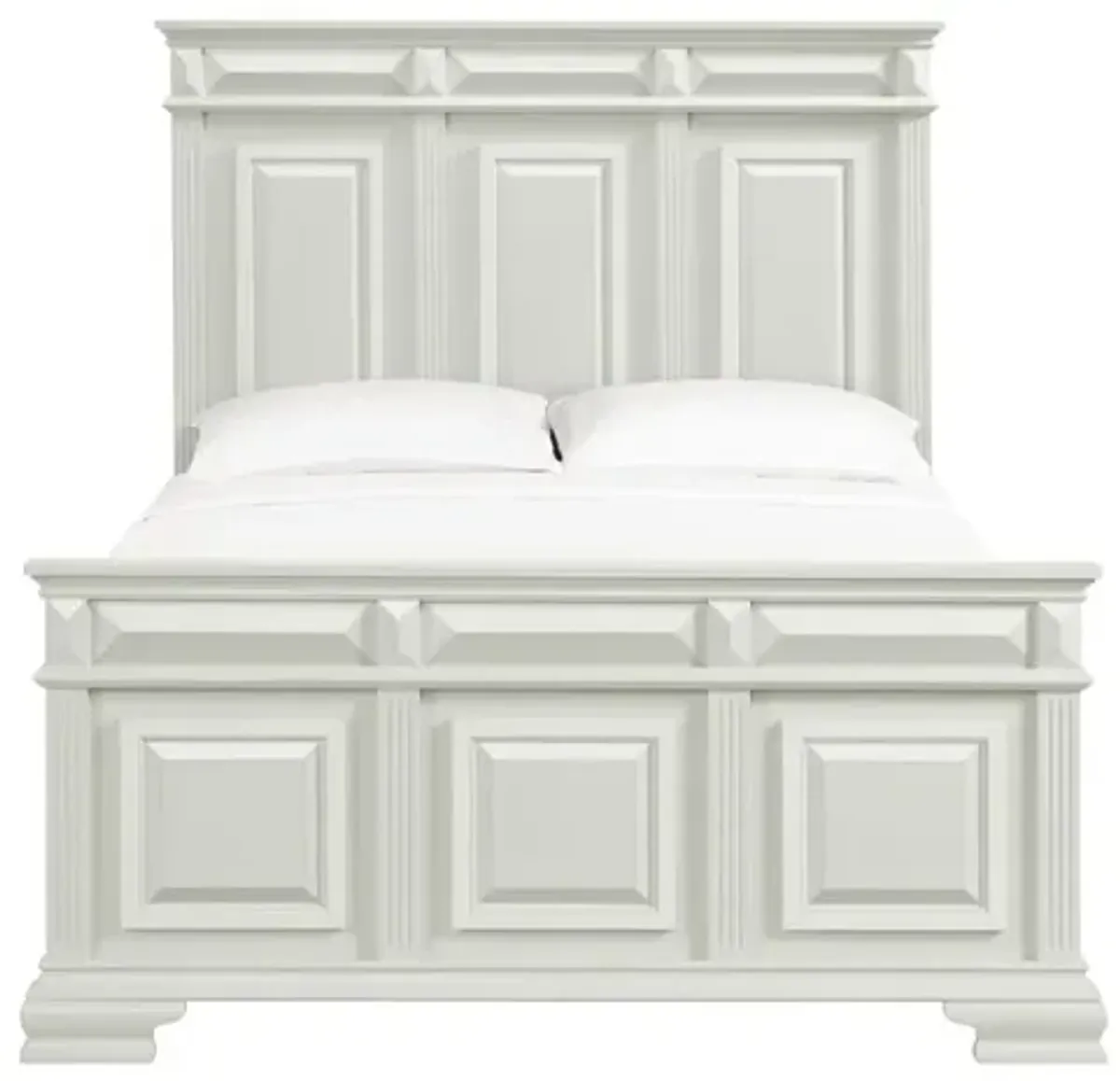 Bridgestone Panel Bed, Dresser, Mirror & Nightstand in Antique White, Queen