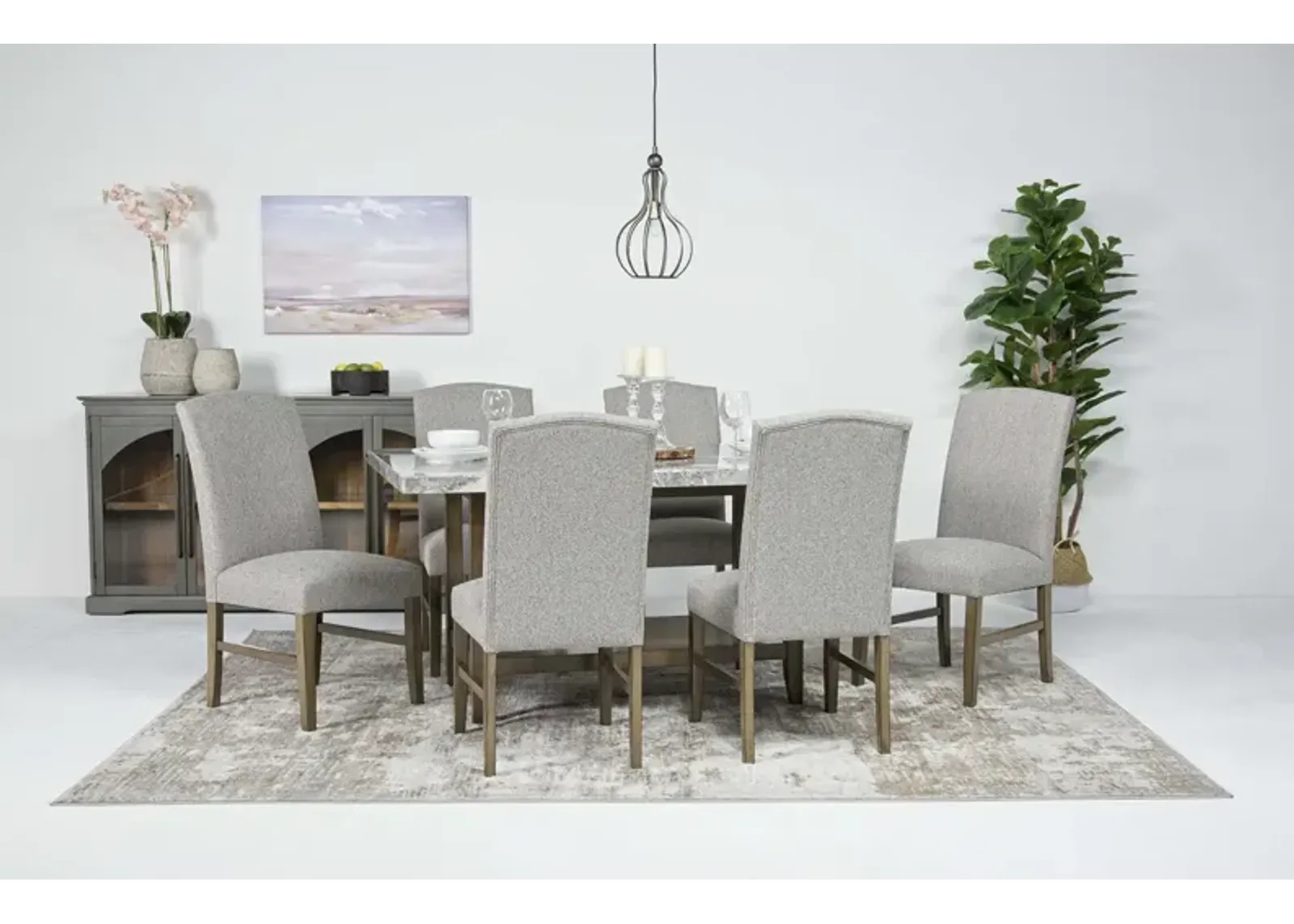 Brighton Dining Table & 6 Chairs in Gray