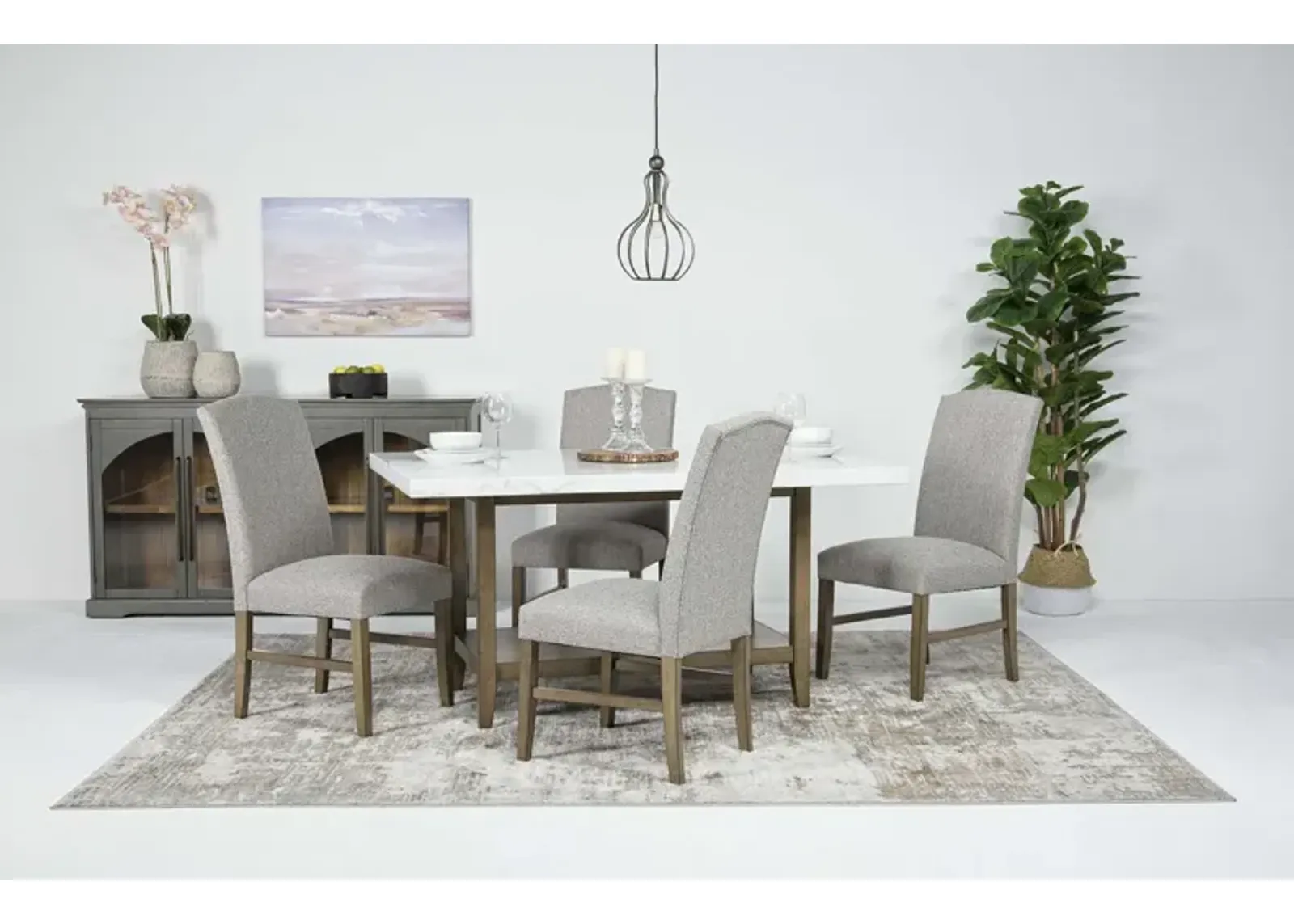 Brighton Dining Table & 4 Chairs in White