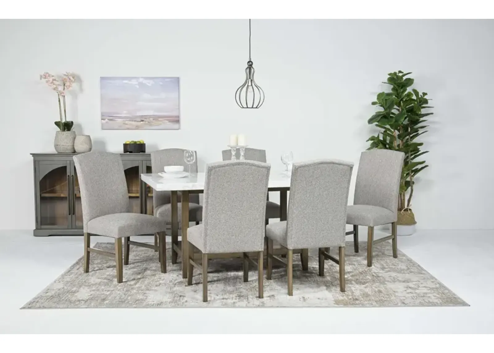 Brighton Dining Table & 6 Chairs in White