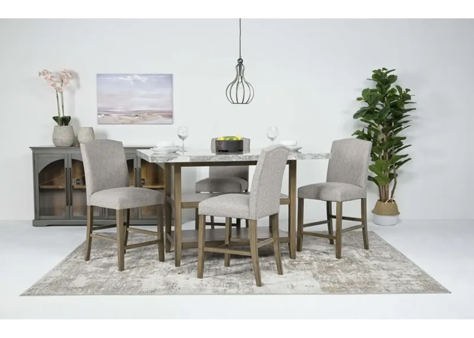 Brighton Counter Height Dining Table & 4 Stools in Gray