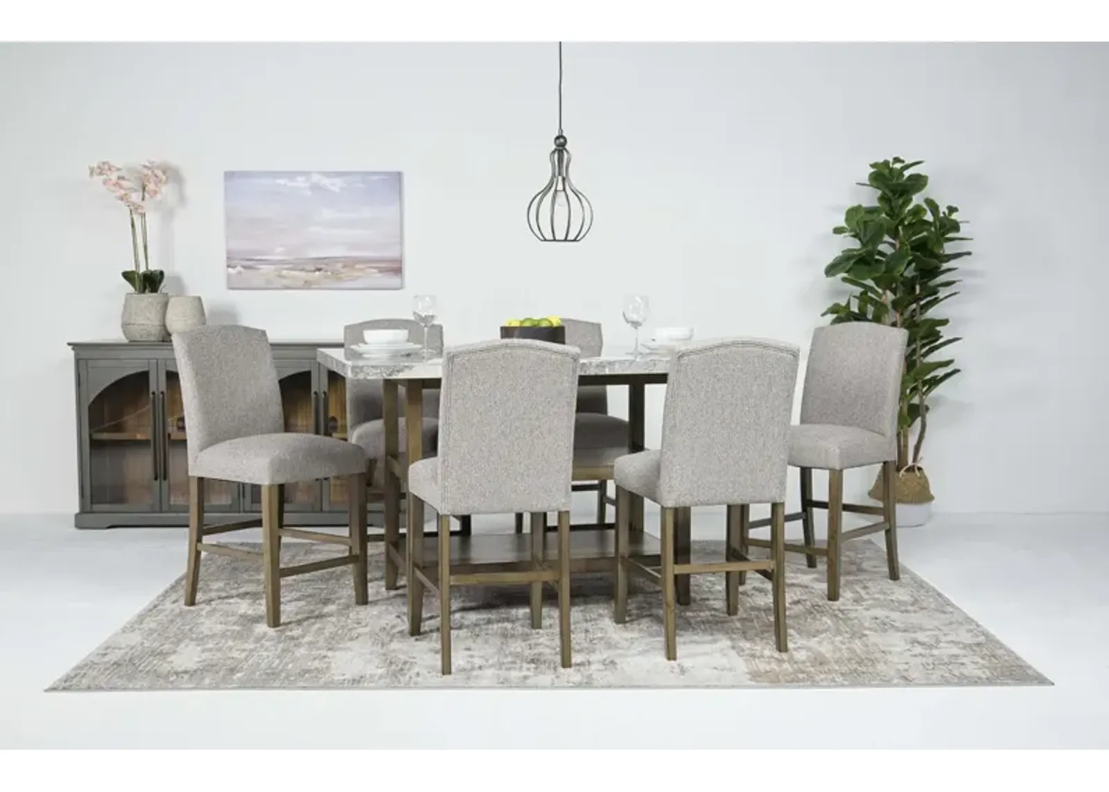 Brighton Counter Height Dining Table & 6 Stools in Gray