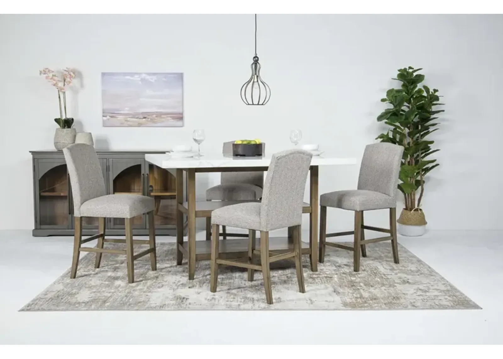 Brighton Counter Height Dining Table & 4 Stools in White