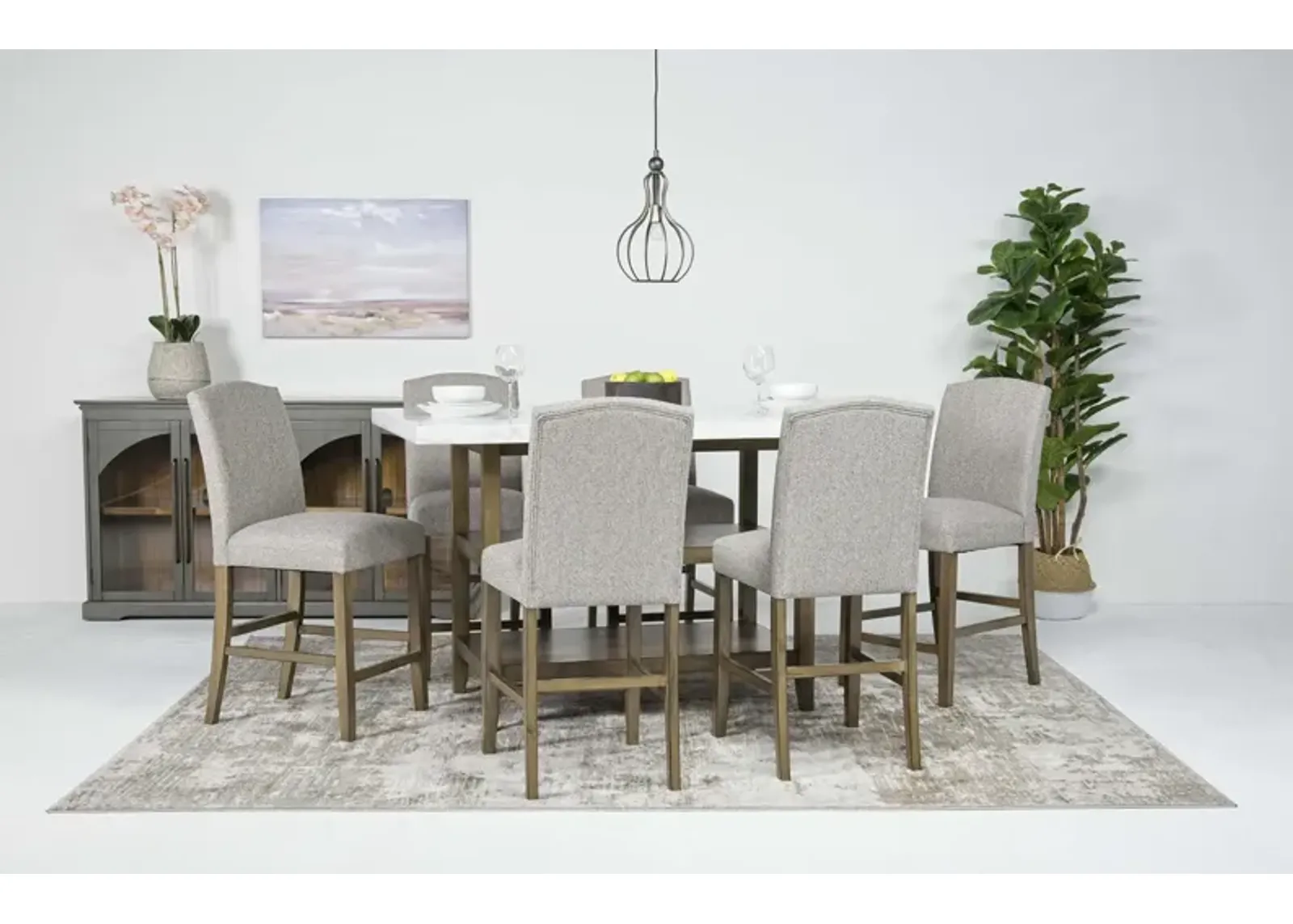 Brighton Counter Height Dining Table & 6 Stools in White