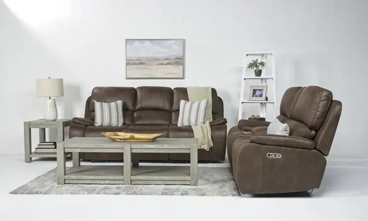 Brookings 2 Power Sofa & Console Loveseat in Brown