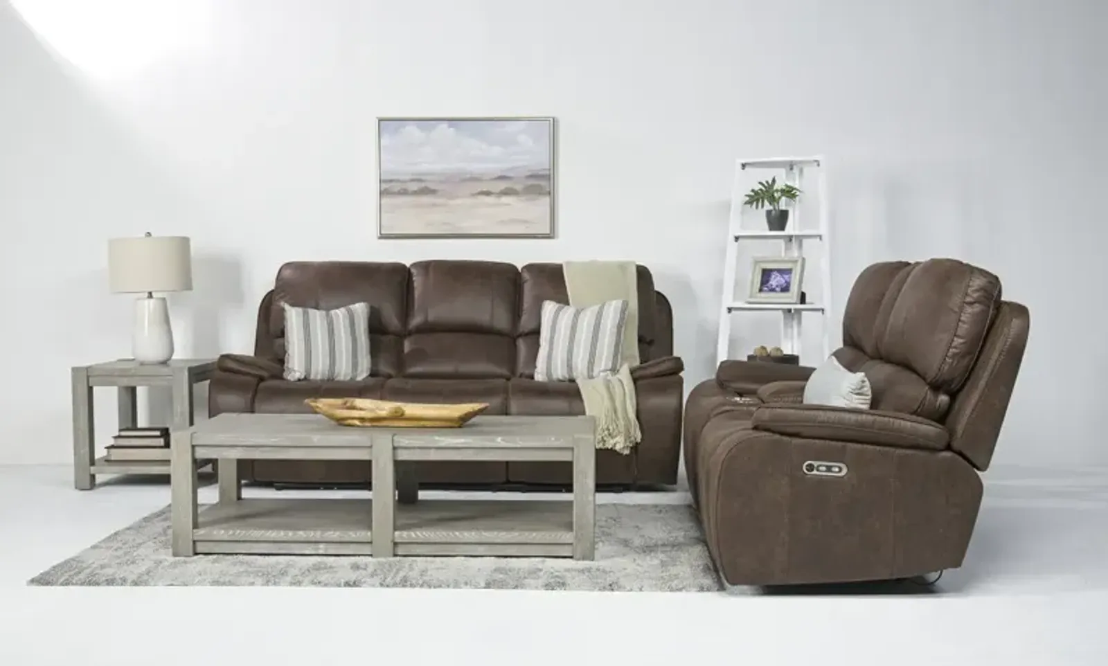 Brookings 2 Power Sofa & Console Loveseat in Brown