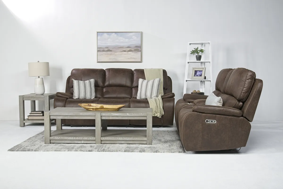 Brookings 2 Power Sofa & Console Loveseat in Brown