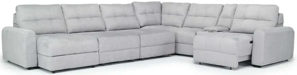 Bryce 7 Piece Power Slider Storage Sofa Chaise Sectional in Savannah Coin, Left Facing