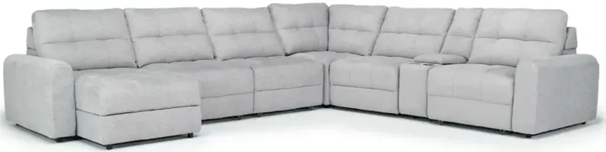 Bryce 7 Piece Power Slider Storage Sofa Chaise Sectional in Savannah Coin, Left Facing