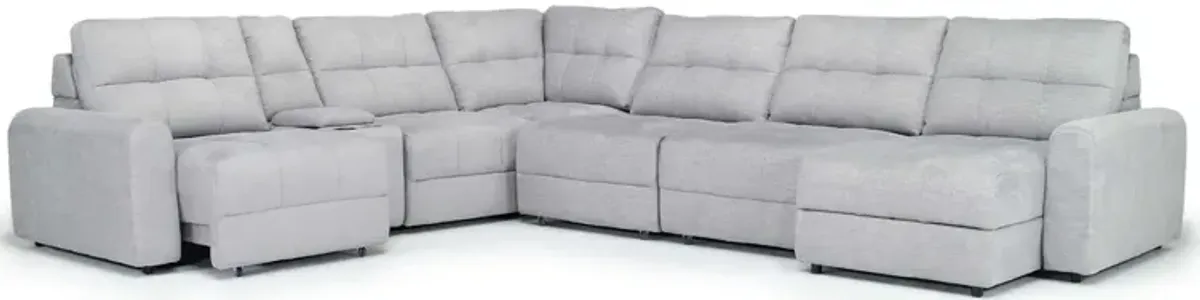 Bryce 7 Piece Power Slider Storage Sofa Chaise Sectional in Savannah Coin, Right Facing