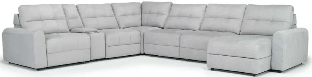 Bryce 7 Piece Power Slider Storage Sofa Chaise Sectional in Savannah Coin, Right Facing