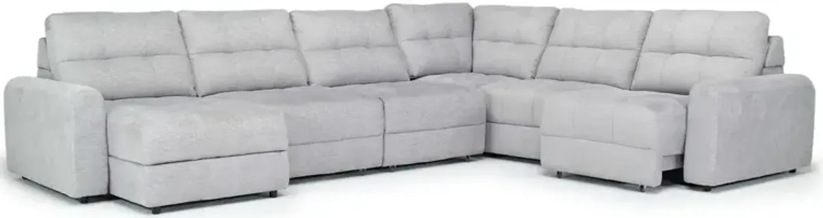 Bryce 6 Piece Power Slider Storage Chaise Sectional in Savannah Coin, Left Facing