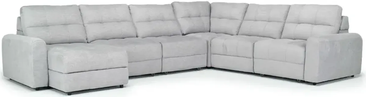 Bryce 6 Piece Power Slider Storage Chaise Sectional in Savannah Coin, Left Facing