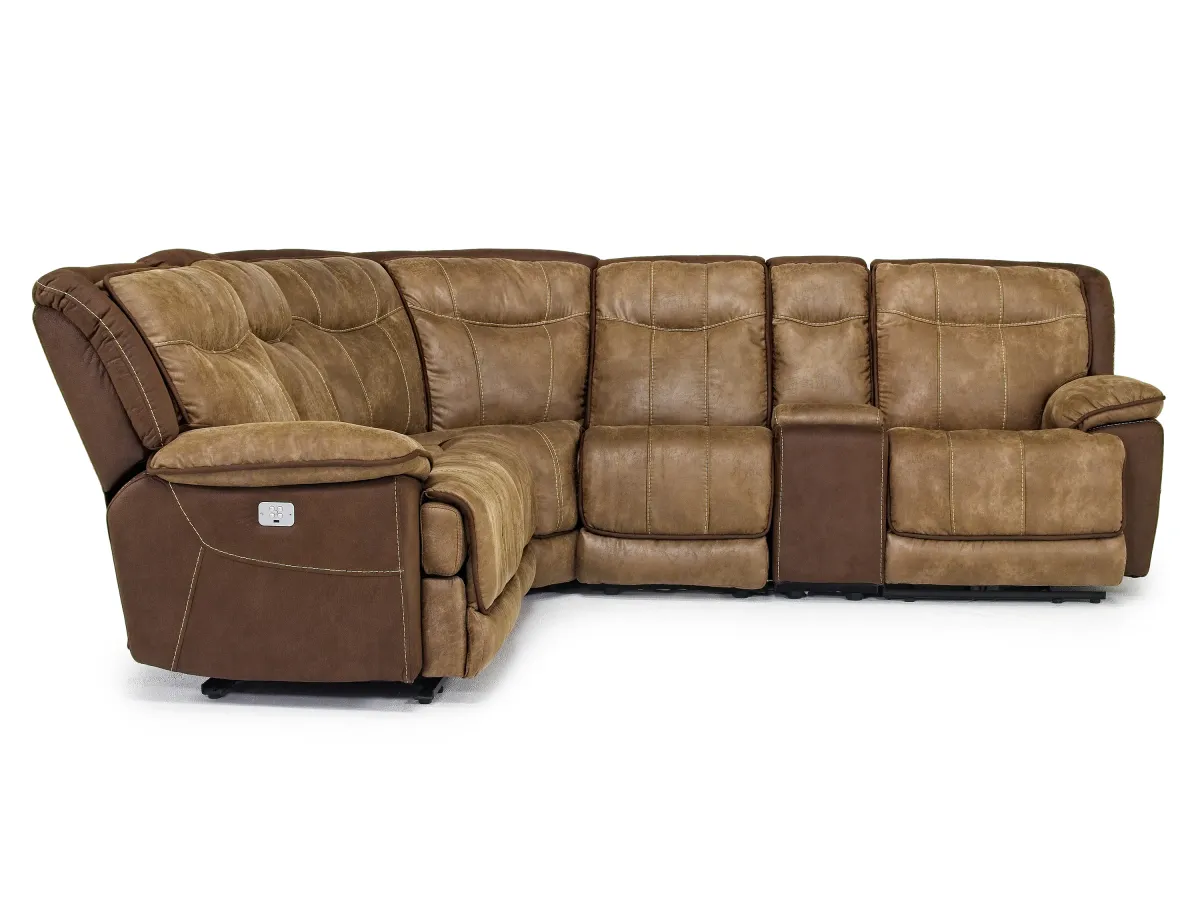 Bubba 6 Piece 2 Power Sectional in Brown