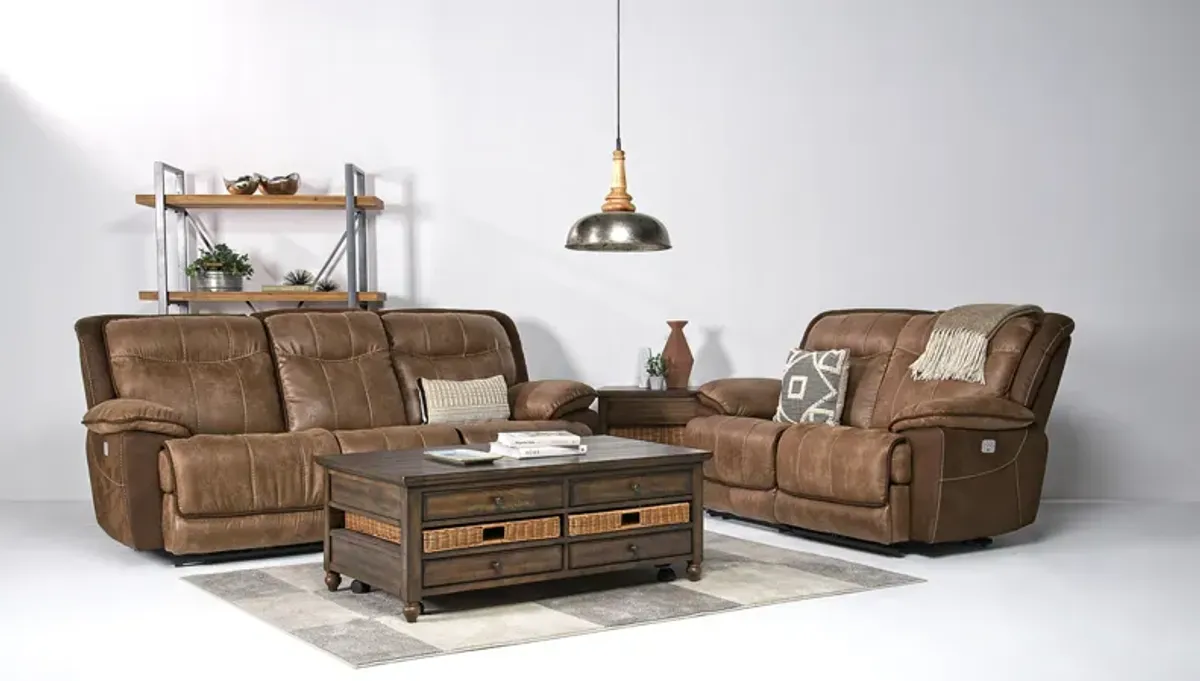 Bubba 2 Power Sofa & Loveseat in Brown