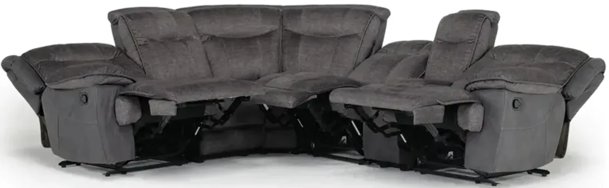 Bubba 6 Piece Reclining Sectional w/ Armless Recliner in Graphite