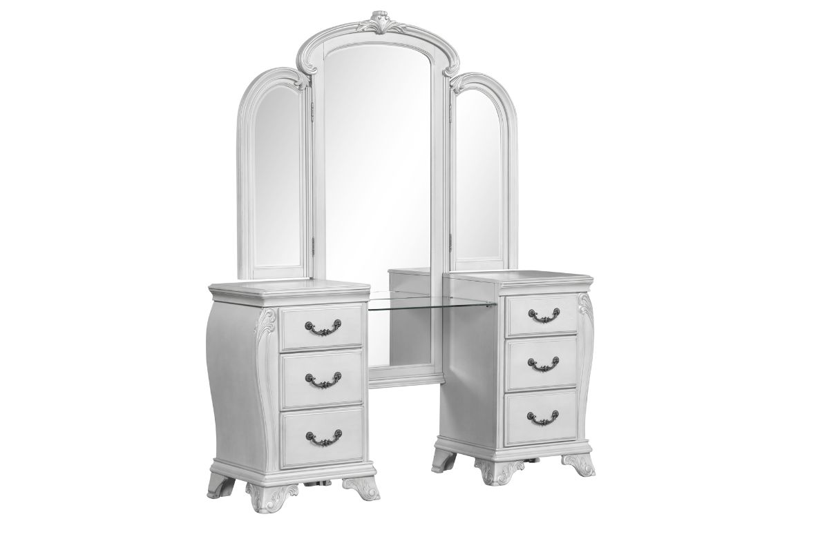 Cambria Vanity & Mirror in Mist Gray