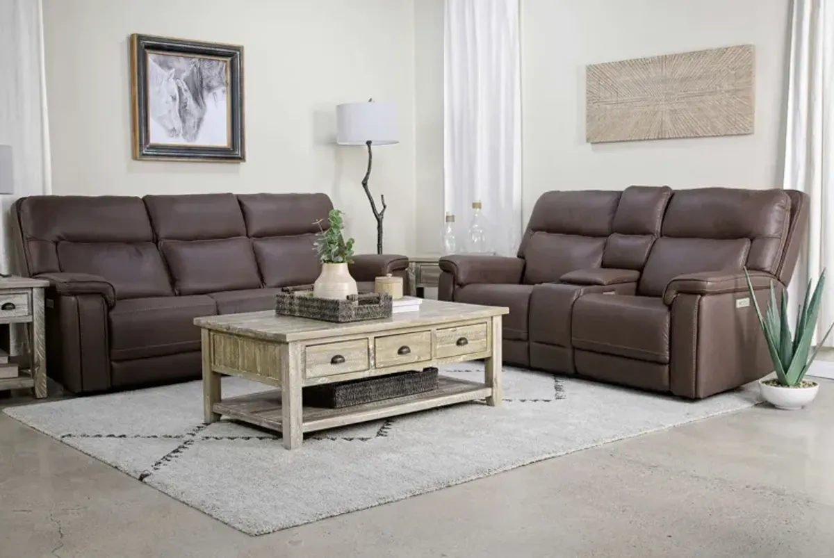 Cannes 3 Power Theater Sofa & Console Loveseat in Jumbo Bark