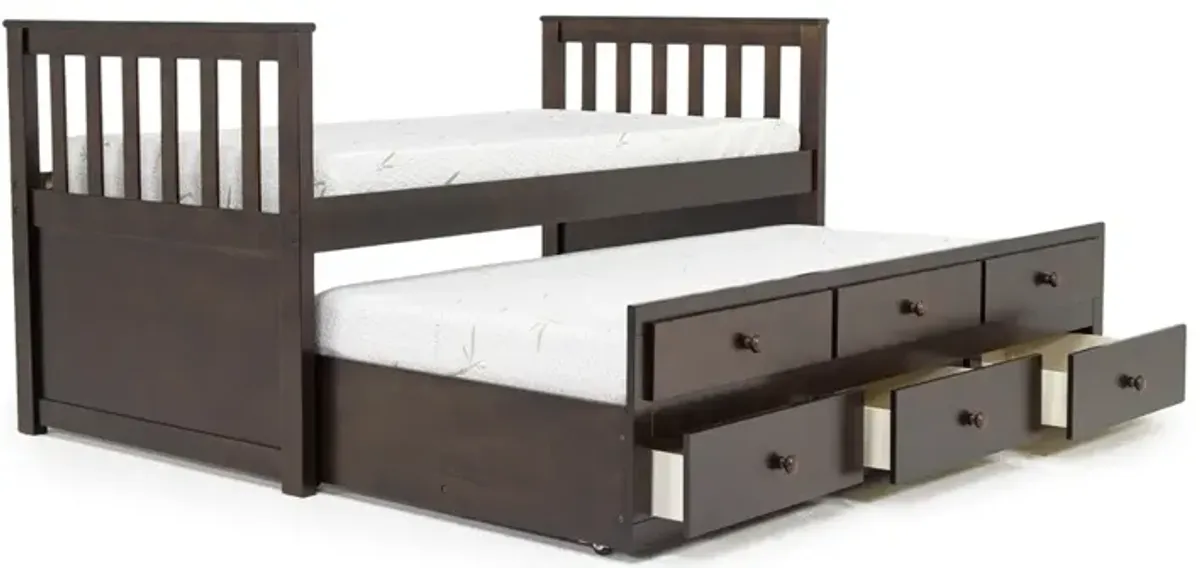 Harlow Captain Bed w/ Storage Trundle in Espresso