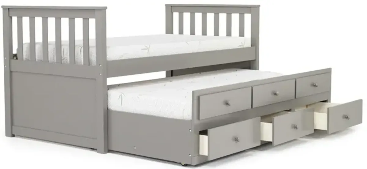 Harlow Captain Bed w/ Storage Trundle in Gray