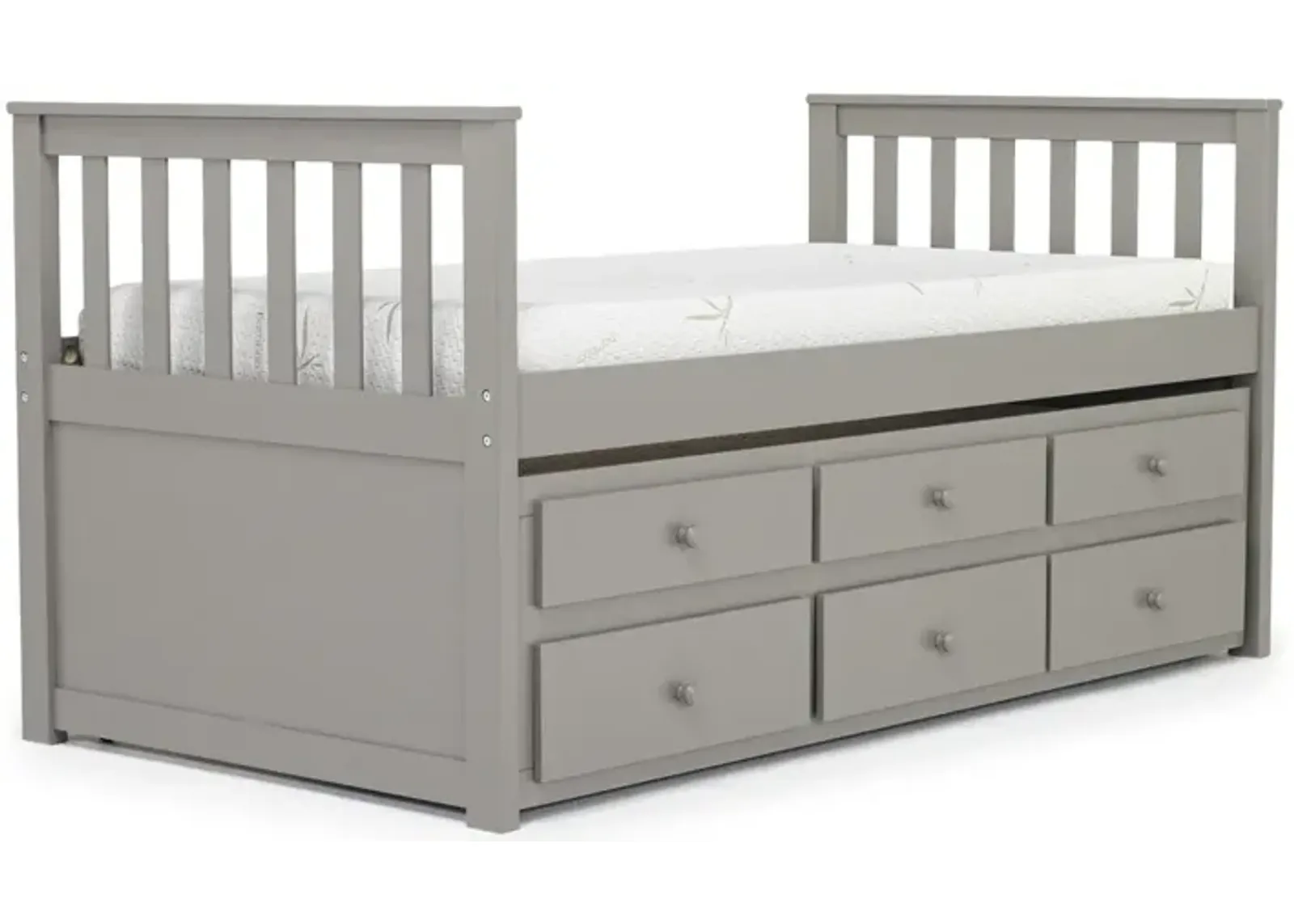 Harlow Captain Bed w/ Storage Trundle in Gray