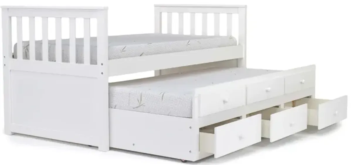 Harlow Captain Bed w/ Storage Trundle in White