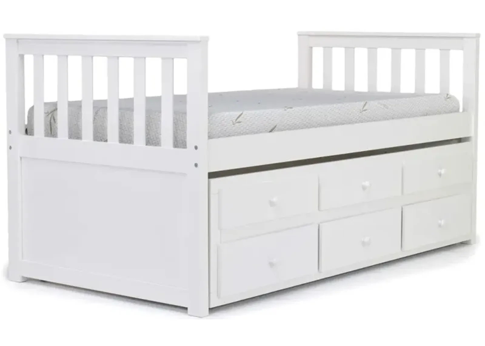 Harlow Captain Bed w/ Storage Trundle in White