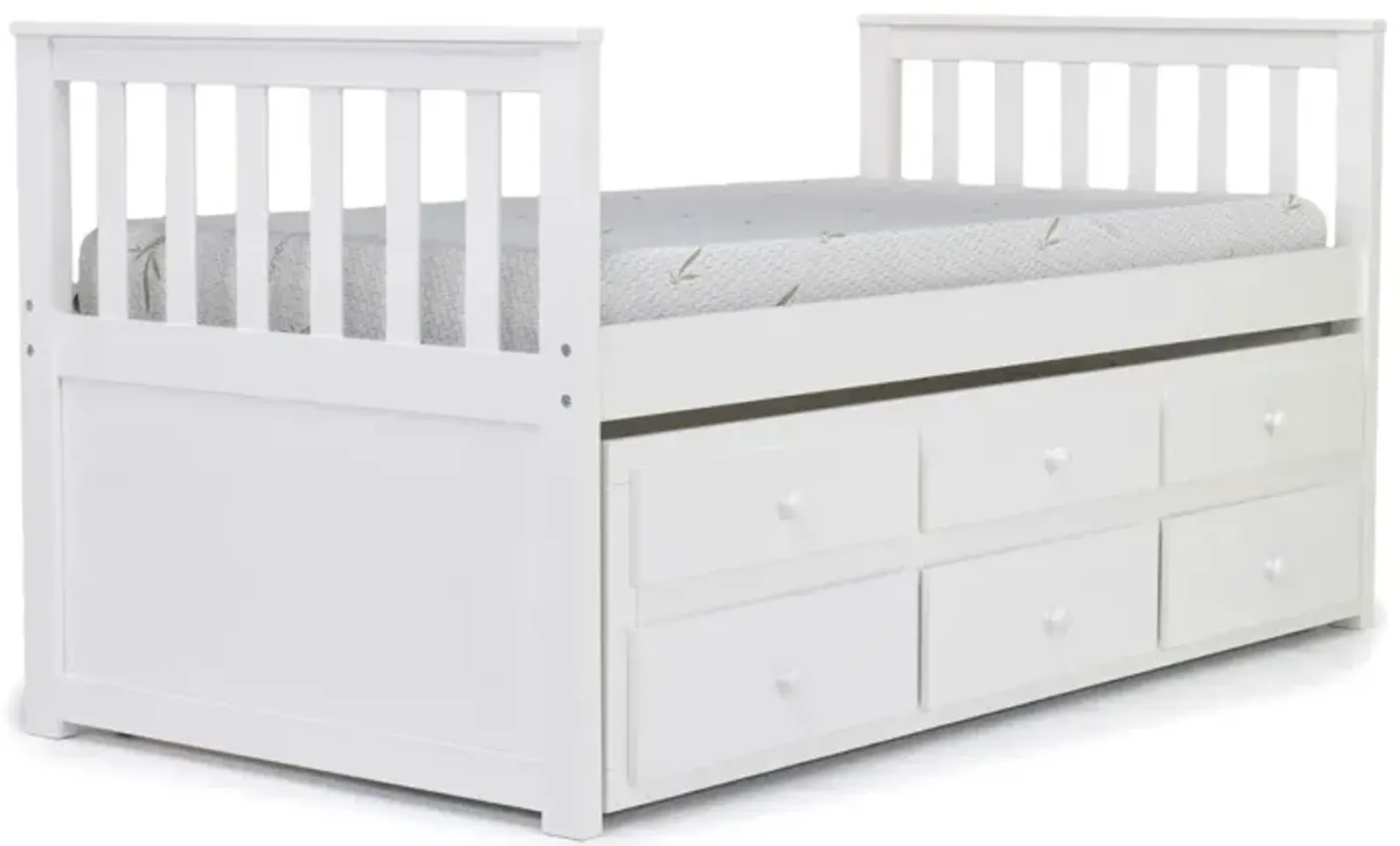 Harlow Captain Bed w/ Storage Trundle in White