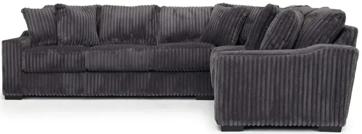 Casper 3 Piece Sofa Sectional in Pony Slate, Left Facing