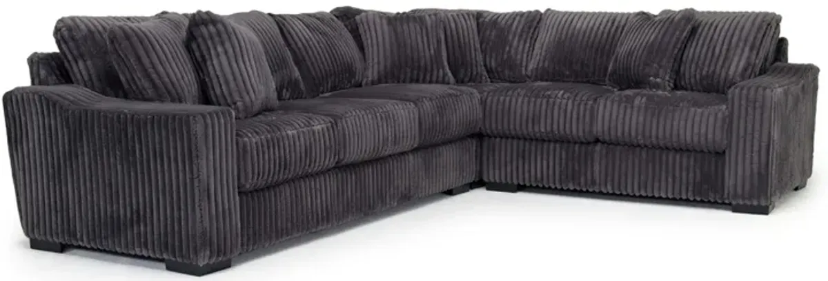 Casper 3 Piece Sofa Sectional in Pony Slate, Left Facing