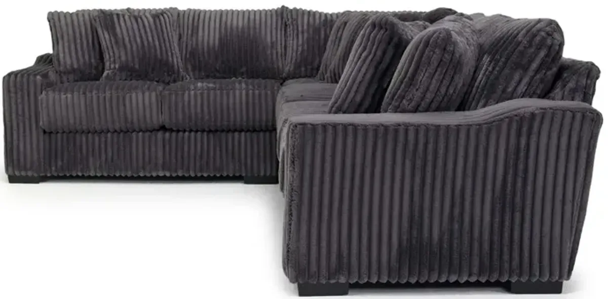 Casper 3 Piece Sofa Sectional in Pony Slate, Right Facing