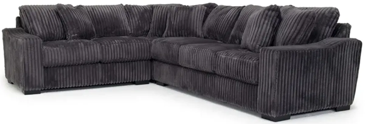 Casper 3 Piece Sofa Sectional in Pony Slate, Right Facing